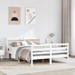 vidaXL Cadre de lit avec tête de lit sans matelas blanc 150x200 cm