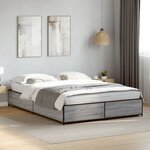vidaXL Cadre de lit sonoma gris 140x200 cm bois d'ingénierie et métal