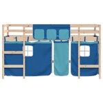 vidaXL Lit mezzanine enfants et rideaux bleu 80x200cm bois pin massif