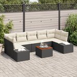 vidaXL Ensemble de canapé de jardin de 8 pièces avec coussins en poly rattan noir