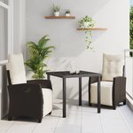 vidaXL Ensemble de salle à manger de jardin 3 pièces en poly rattan marron
