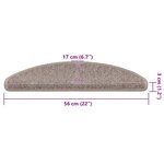 vidaXL Tapis d'escalier autocollants 15 Pièces 56x17x3 cm Beige foncé