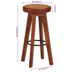 vidaXL Tabourets de bar 2 Pièces Cuir véritable et bois d'acacia solide