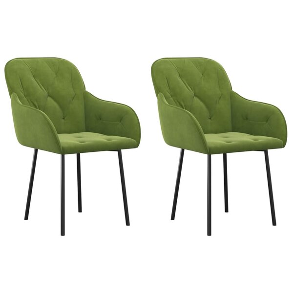 vidaXL Chaises à manger lot de 2 Vert clair Velours