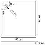 vidaXL Receveur de douche carré ABS Blanc 80x80 cm