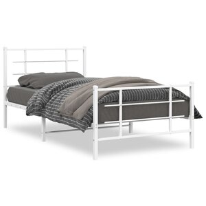 vidaXL Cadre de lit métal avec tête de lit/pied de lit blanc 107x203cm