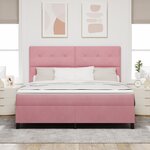 Lit Box Spring vidaXL avec Matelas & LED Rose 180x200 cm Velours