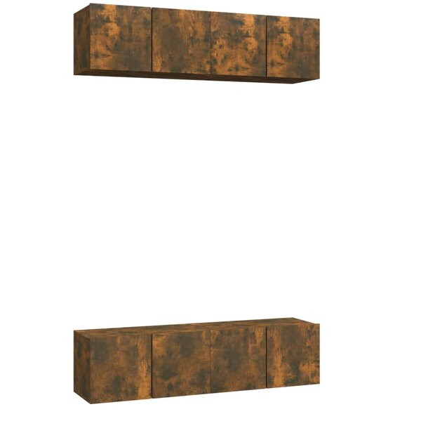 vidaXL Meubles TV muraux 4 Pièces Chêne fumé 60x30x30cm Bois d'ingénierie