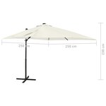 vidaXL Parasol déporté avec mât et lumières LED Sable 250 cm