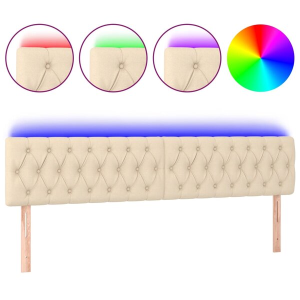 vidaXL Tête de lit à LED Crème 200x7x78/88 cm Tissu