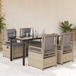 vidaXL Ensemble à manger de jardin avec coussins 5Pièces Beige poly rotin