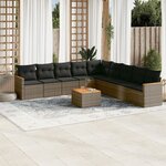 vidaXL Salon de jardin avec coussins 10 Pièces gris résine tressée
