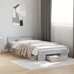 vidaXL Cadre de lit avec tiroir sans matelas gris béton 75x190 cm