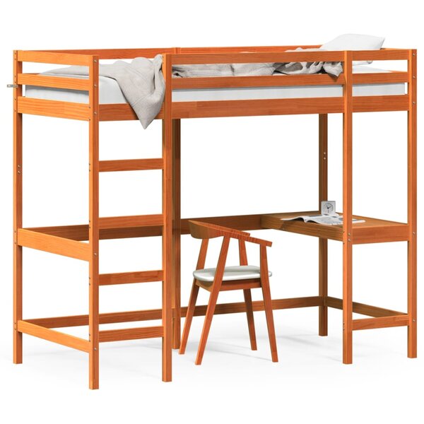 vidaXL Lit superposé sans matelas cire marron 90x200 cm pin massif