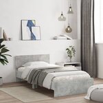 vidaXL Cadre de lit sans matelas avec tête de lit gris béton 100x200cm