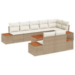 vidaXL Ensemble de Canapé de Jardin 9 pièces avec coussins beige en rattan poly Acacia
