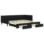 vidaXL Lit de jour avec gigogne et tiroirs sans matelas noir 100x200cm