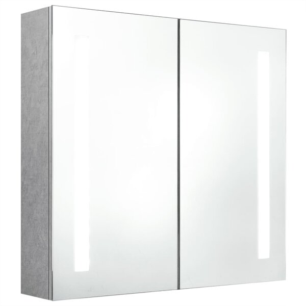 vidaXL Armoire de salle de bain à miroir LED Gris béton 62x14x60 cm