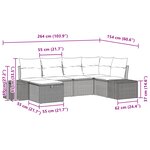 vidaXL Ensemble de canapé de jardin 6 pièces avec coussins noir en poly rattan
