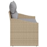 Canapé de jardin 2 places vidaXL avec coussins Beige en poly rotin