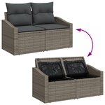 vidaXL Ensemble de Sofa de Jardin 7 Pièces avec Coussins Gris Poly Rotin Acacia