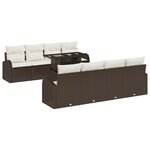 vidaXL Ensemble de canapé de jardin 9 pièces avec coussins marron en poly rattan