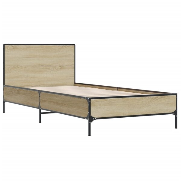 vidaXL Cadre de lit chêne sonoma 75x190 cm bois d'ingénierie et métal