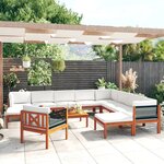 vidaXL Salon de jardin 12 Pièces avec coussins Crème Bois d'acacia solide