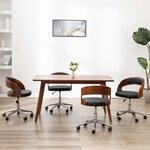 vidaXL Chaises pivotantes à manger lot de 4 bois courbé et similicuir