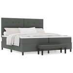 vidaXL Lit à ressort avec matelas et banc gris foncé 200x200 cm en tissu