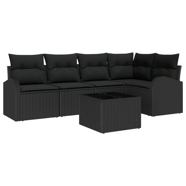 Set de canapé jardin 6 pièces avec coussins beige poly rotin
