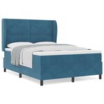 Lit box spring vidaXL avec matelas bleu foncé 140x200 cm en velours