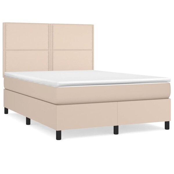 vidaXL Sommier à lattes de lit avec matelas Cappuccino 140x200 cm