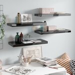vidaXL Étagère murale flottante 4 Pièces Noir brillant 60x23 5x3 8 cm MDF