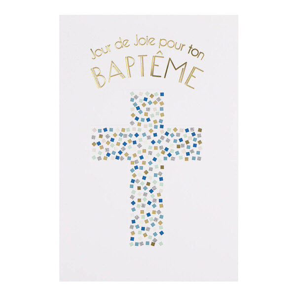 Carte Baptême Croix - Draeger paris