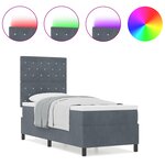 vidaXL Lit à ressort avec matelas et LED Gris foncé 80x200 cm Velours