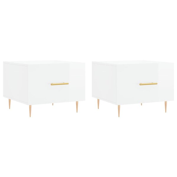vidaXL Tables basses 2 Pièces blanc brillant 50x50x40cm bois d'ingénierie