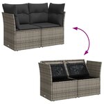 vidaXL Canapé de jardin 2 places avec coussins gris résine tressée