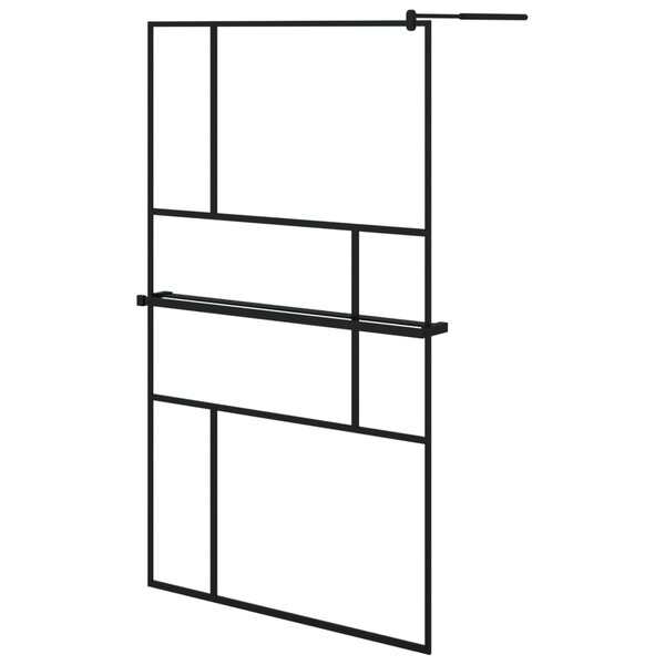 vidaXL Paroi de douche avec étagère Noir 115x195cm Verre ESG&Aluminium