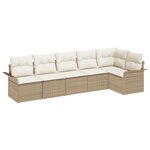 vidaXL Ensemble de Canapé de Jardin 6 pièces avec Coussins Beige Rotin Poly
