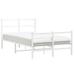 vidaXL Cadre de lit métal sans matelas et pied de lit blanc 120x200 cm