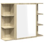 vidaXL Armoire à miroir de bain Chêne sonoma 80x20 5x64 cm Aggloméré