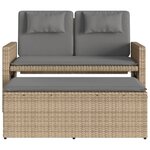 vidaXL Banc inclinable de jardin avec coussins beige résine tressée