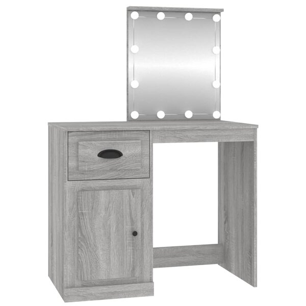 vidaXL Coiffeuse avec LED sonoma gris 90x50x132 5 cm bois d'ingénierie