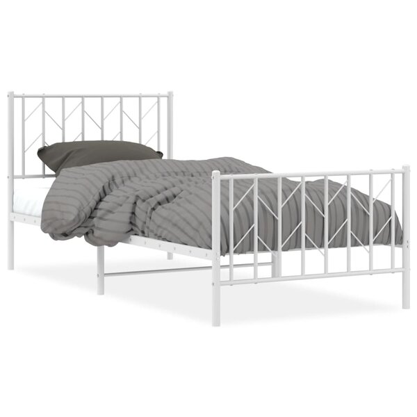 vidaXL Cadre de lit métal sans matelas avec pied de lit blanc 90x200cm