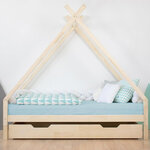 Lit Tipi enfant bois massif gris 90 x 200 cm