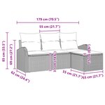 vidaXL Ensemble de Canapés de Jardin 4 Pièces avec Coussins Gris en Poly Rattan