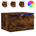 vidaXL Tables de chevet murales avec lumières LED 2 Pièces chêne fumé