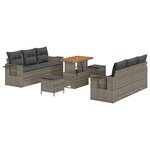 vidaXL Ensemble de Canapé de Jardin à 9 Pièces avec Coussins en Rotin Poly Gris Acacia