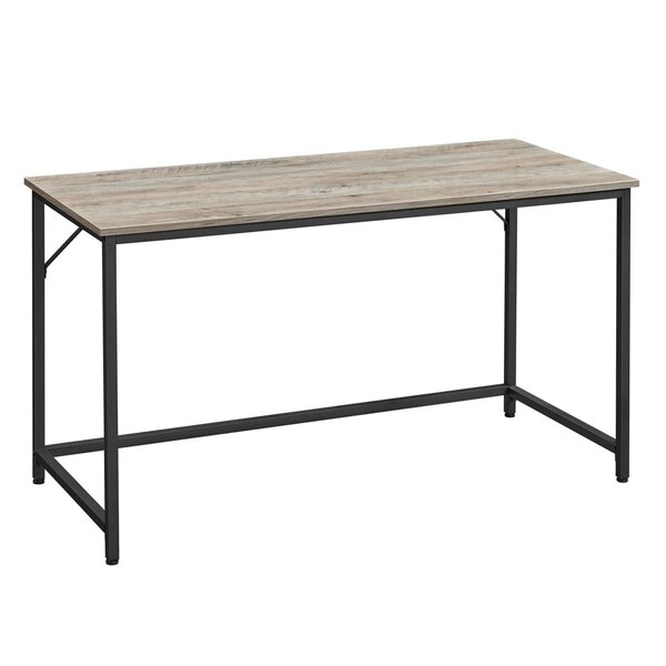 Bureau table poste de travail 140 x 60 x 75 cm pour bureau salon chambre assemblage simple métal style industriel grège et noir 12_0001298